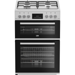 Beko EDG6231W  60cm Twin Cavity Gas Cooker with Enamel Hob - White