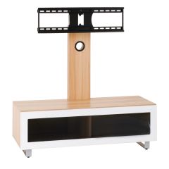 Ttap Group Munich Light Oak Cabinet 1250mm, White Glass Door, Swivel 600 X 400 Vesa, Soft Close