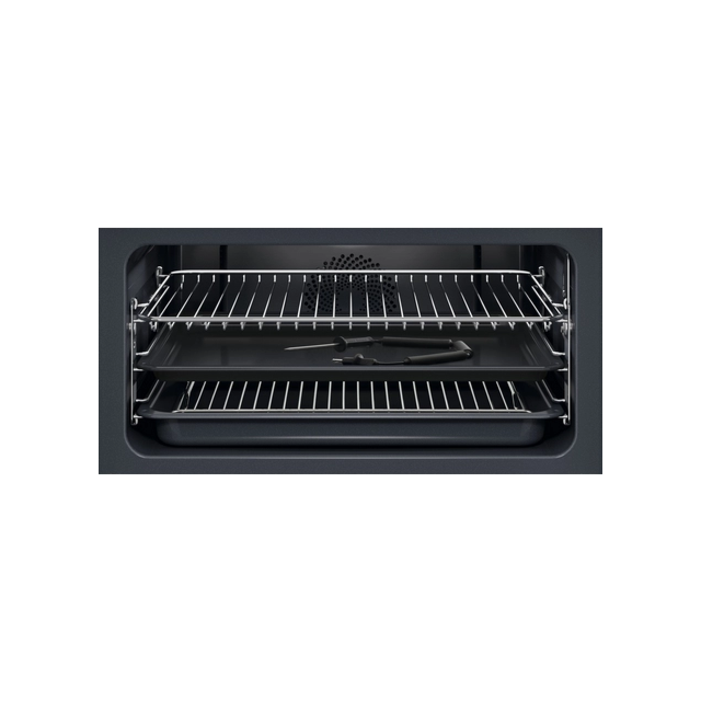 AEG GK7NK62FB 59.5cm Compact Combi Microwave Oven - Gloss Black with Steel Trim