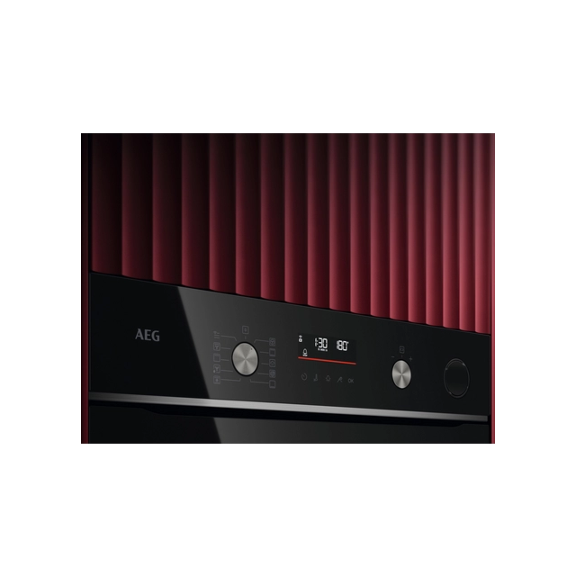AEG GR6PB52FSB 59.6cm Built In Electric Single Oven - Gloss Black with Steel Trim