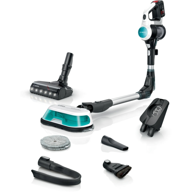 Bosch BCS71HYGGB Cordless 2 in 1 Vacuum and Mop, Unlimited 7 Aqua/White