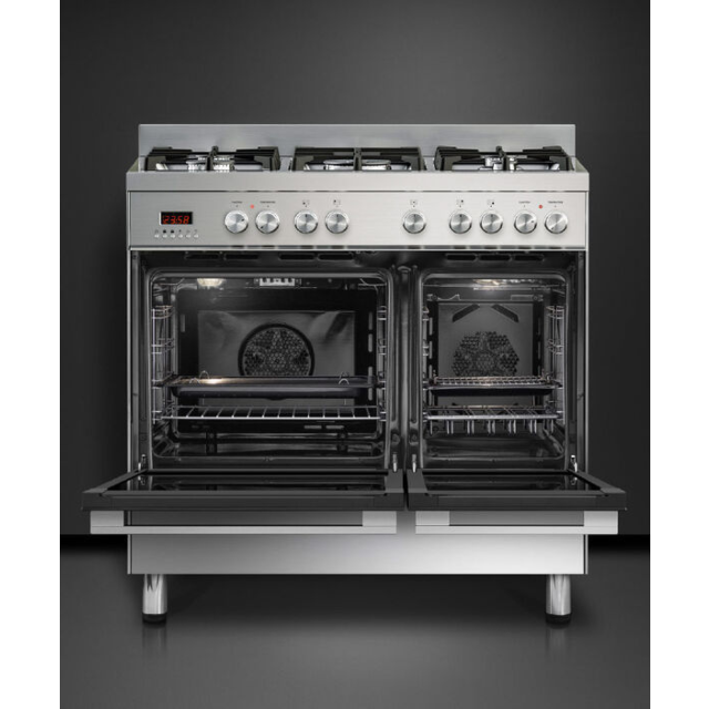 Fisher & Paykel 90cm Dual Fuel 5 Burner Cooker - Steel