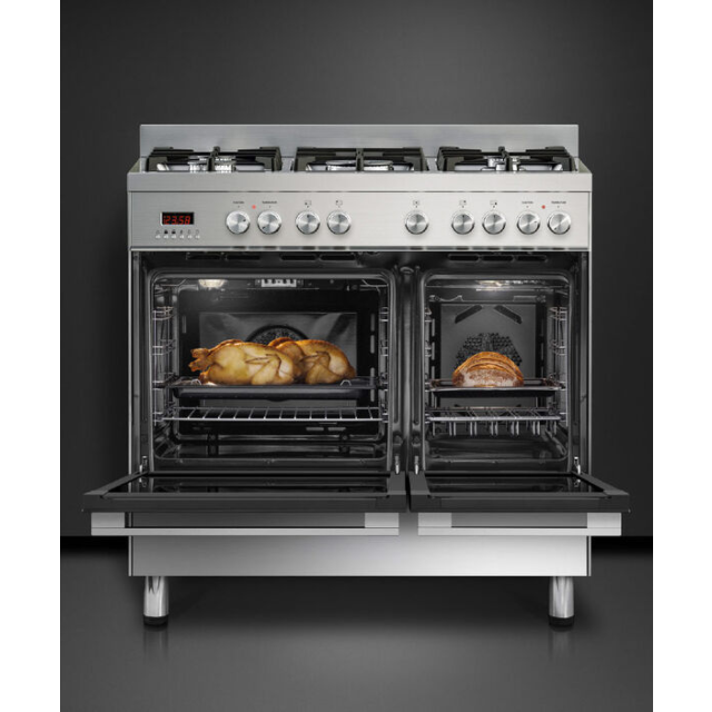 Fisher & Paykel 90cm Dual Fuel 5 Burner Cooker - Steel
