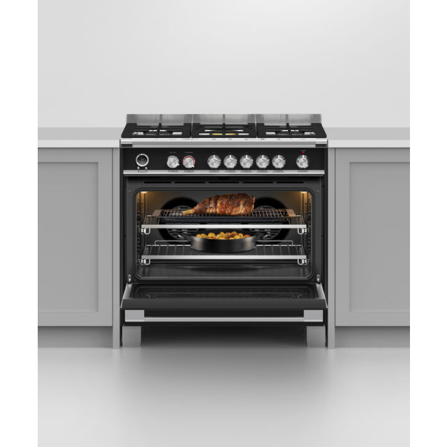 Fisher & Paykel 90cm Dual Fuel Cooker in Black Finish