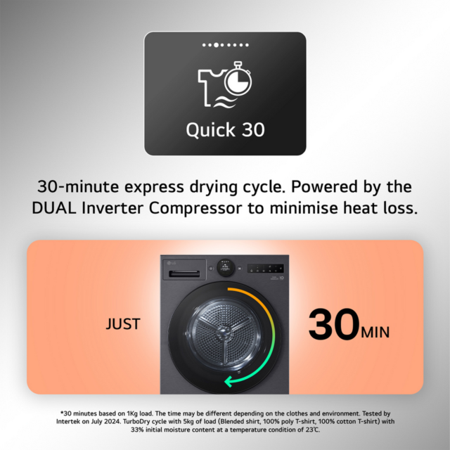 LG RHX7010TBB 10kg Heat Pump Tumble Dryer - Black