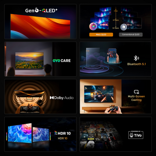 Metz 40MQH6800ZUK 40inch HD QLED TV with Freely Power