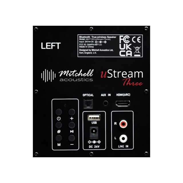 Mitchell Acoustics USTREAM THREE Active stereo wireless Speakers - Black