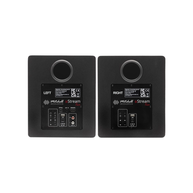 Mitchell Acoustics USTREAM TWO Active stereo wireless Speakers - Black