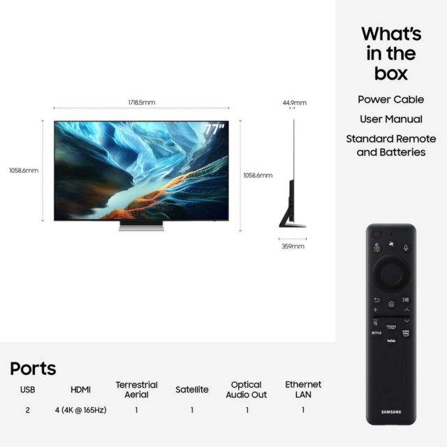 Samsung QE77S90HATXXU 77-inch OLED AI Smart TV