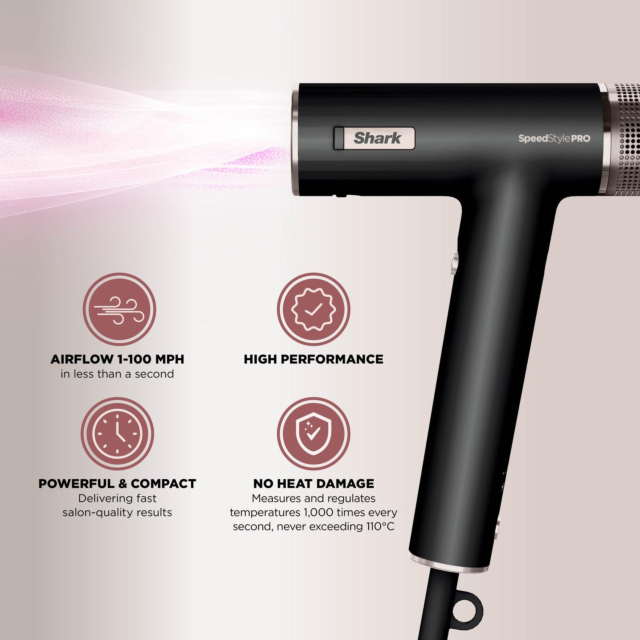 Shark HD701UK SpeedStyle Pro Hair Dryer Black 100&deg;C