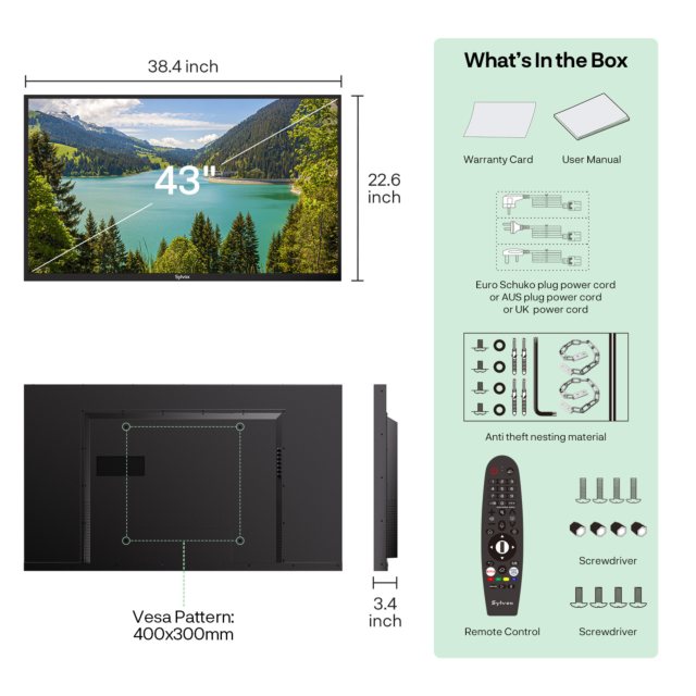 Sylvox OT43B1K4GC 43inch Partial Sun Outdoor TV