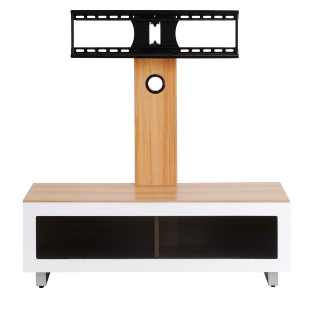 Ttap Group Munich Light Oak Cabinet 1250mm, White Glass Door, Swivel 600 X 400 Vesa, Soft Close